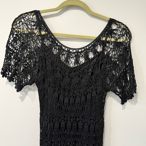 Black Lace Dress w/ Attached Slip, Size XS - Picture 2 of 5